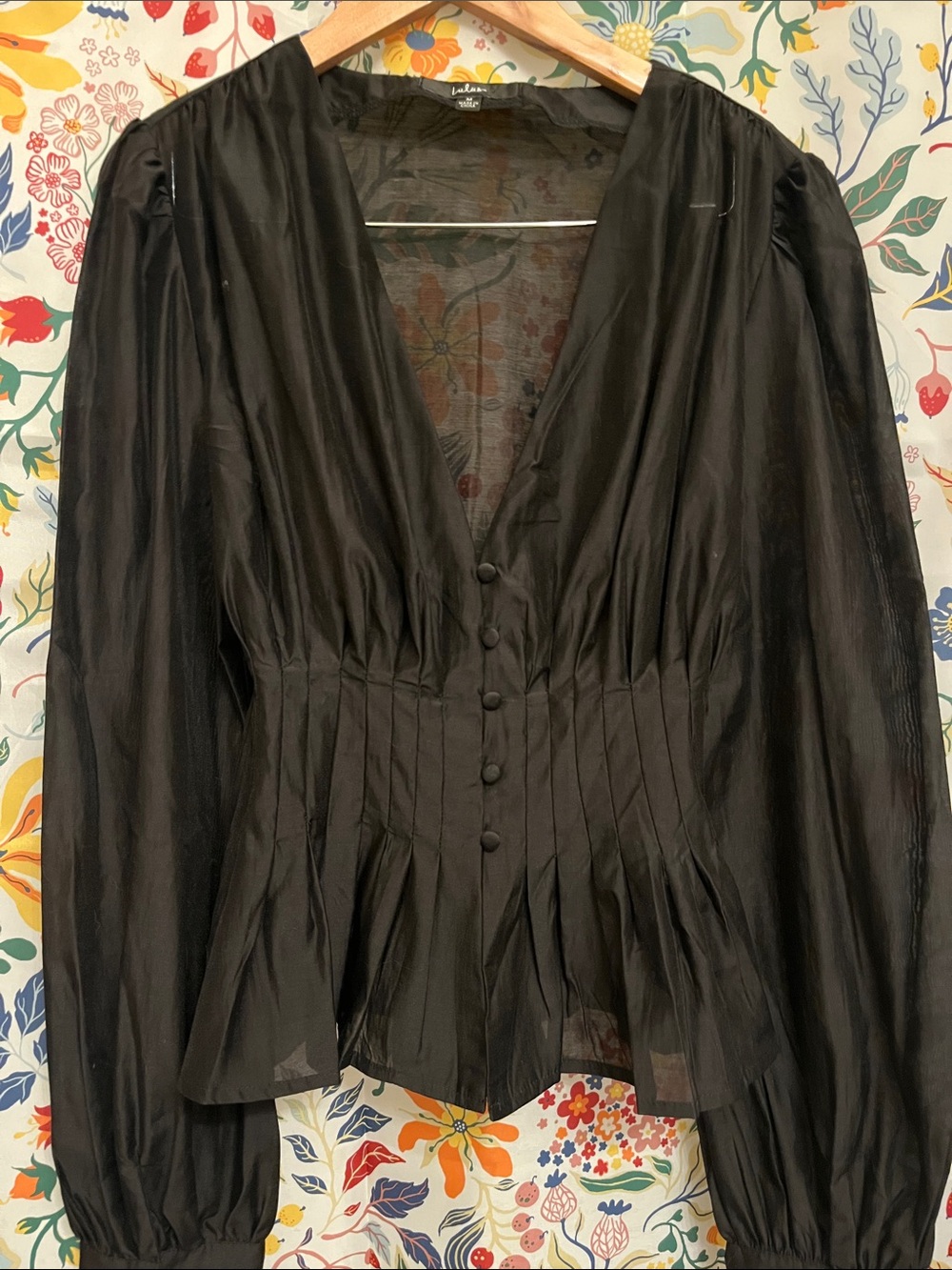 Lulu's Black Sheer Button up Top